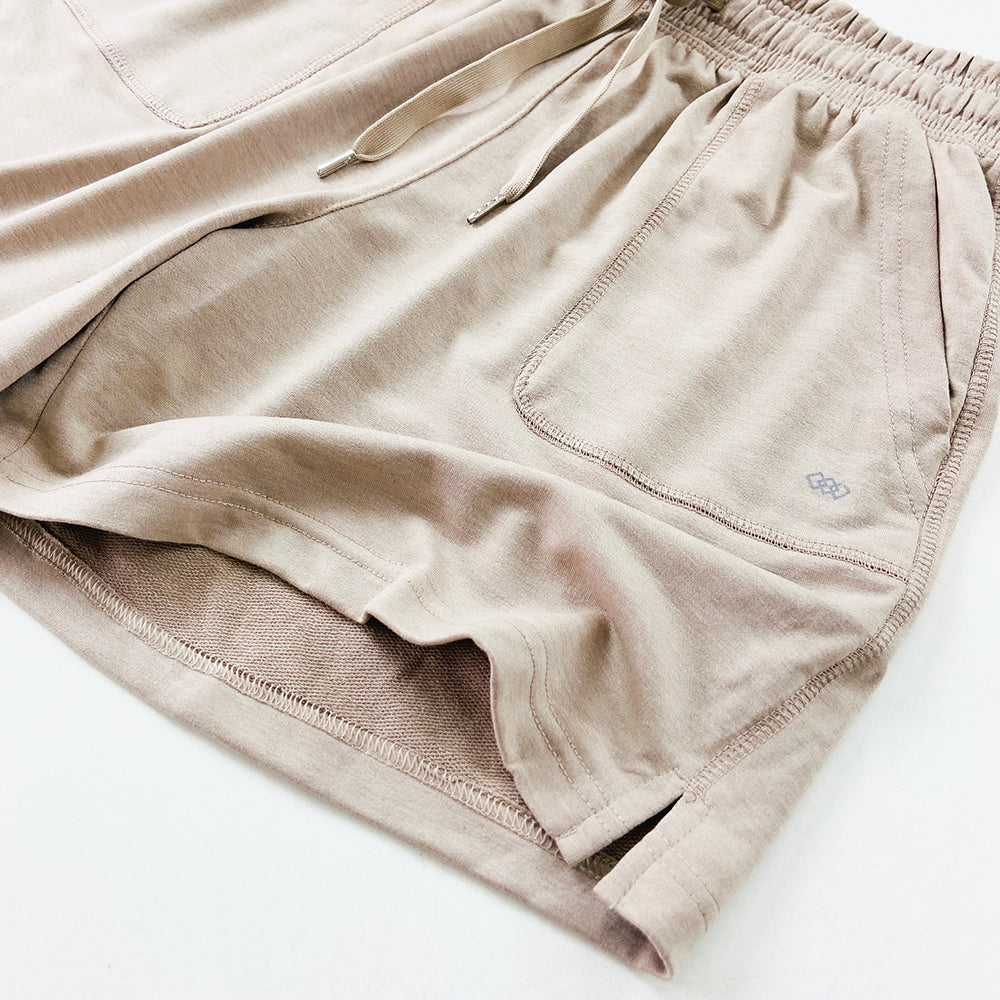 Womens Casual Drawstring Waistbelt Cotton Terry Shorts