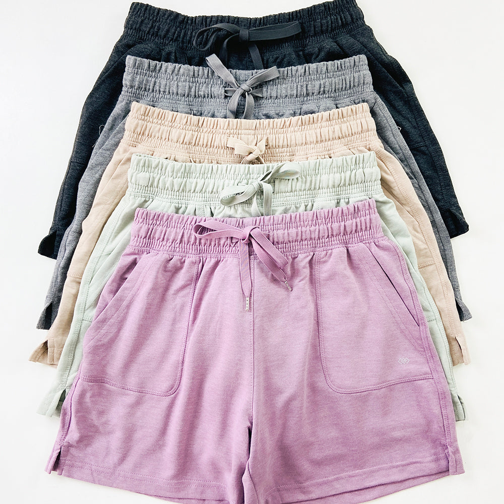 Womens Casual Drawstring Waistbelt Cotton Terry Shorts