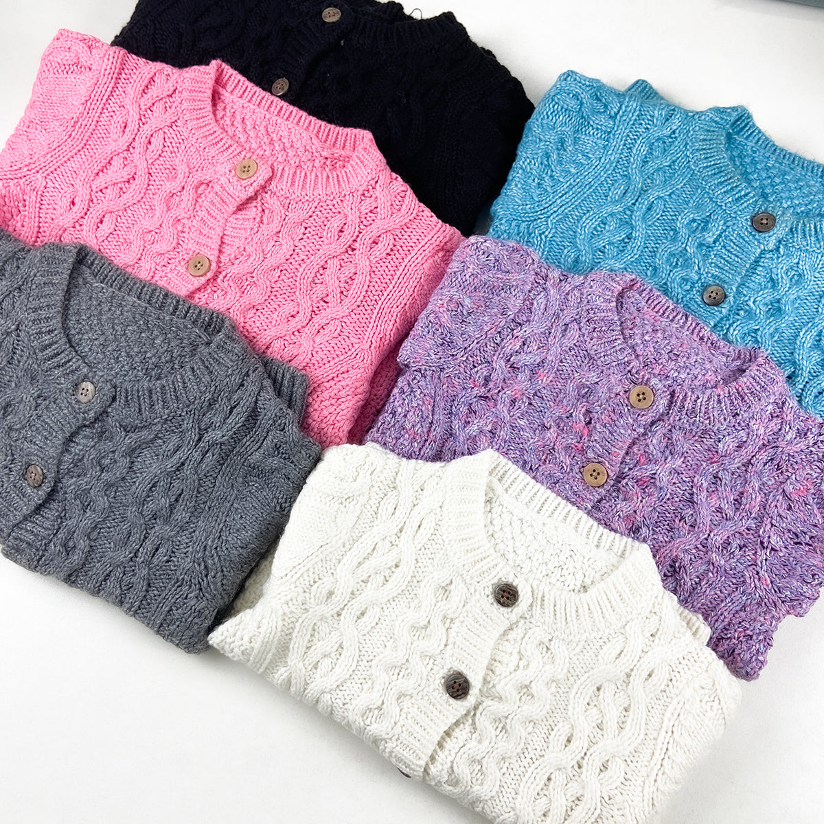 Kids Cable Knit Soft Cotton Cardigan Sweater