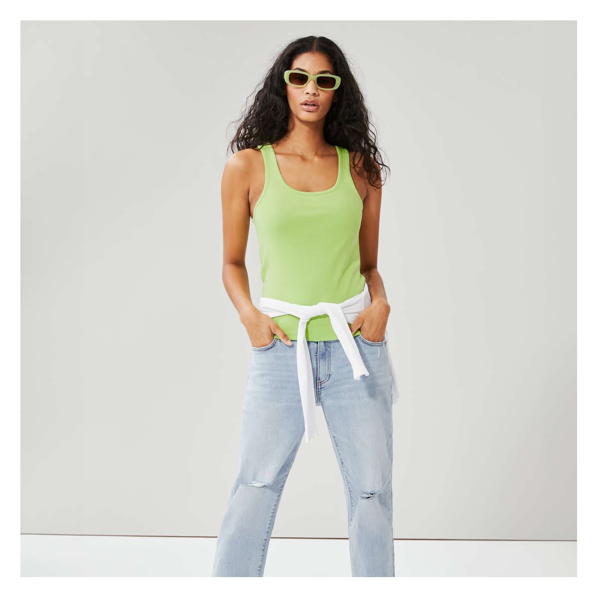 Womens Scoop Neck Organic Cotton Fitted Tank Top