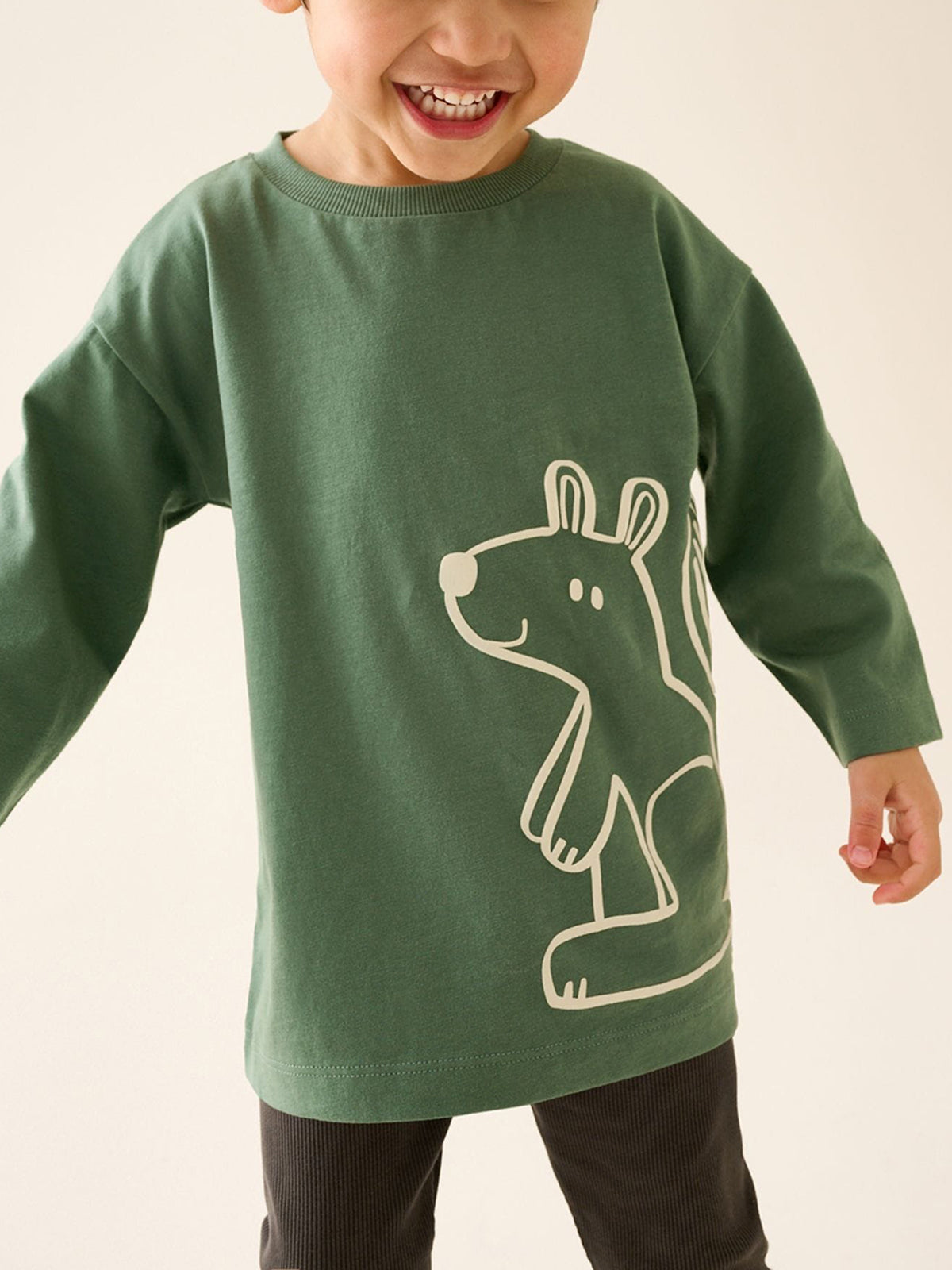 Boys' Cotton Long-Sleeve Printed Crew Neck T-Shirt | 2–10 Years