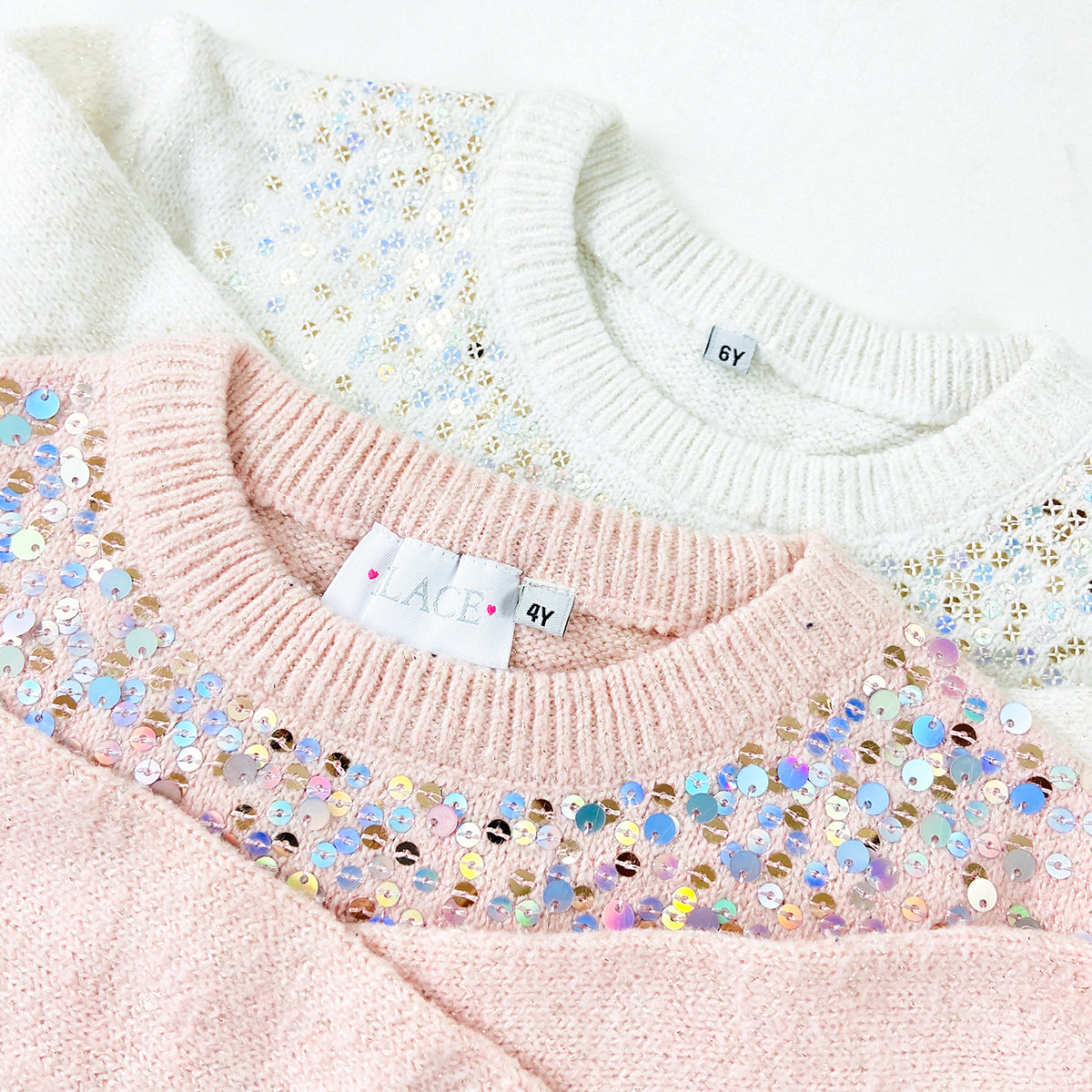 Girls Sparkle Embellished Soft Knit Pullover Sweater