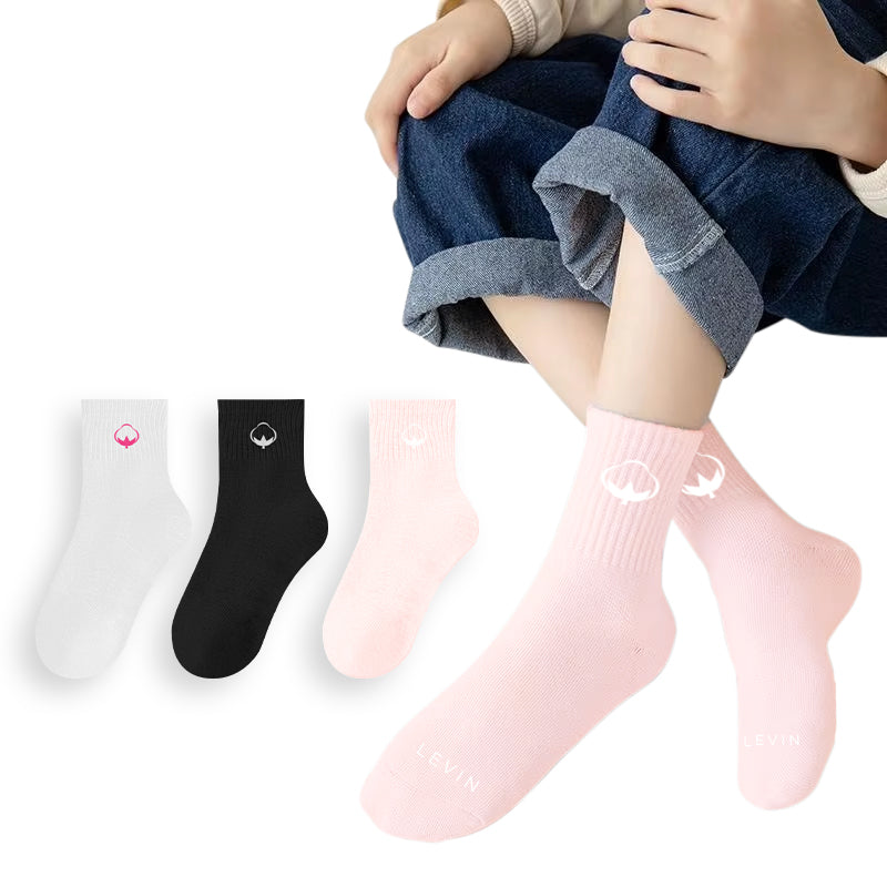 Pack of 3 Girls Premium Short Breathable Basic School Socks (2-14 Years)