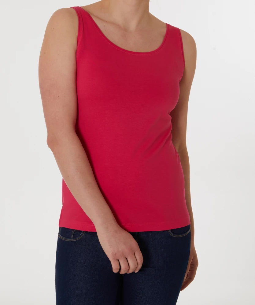Womens Cotton Stretch Round Neck Solid Tank Top