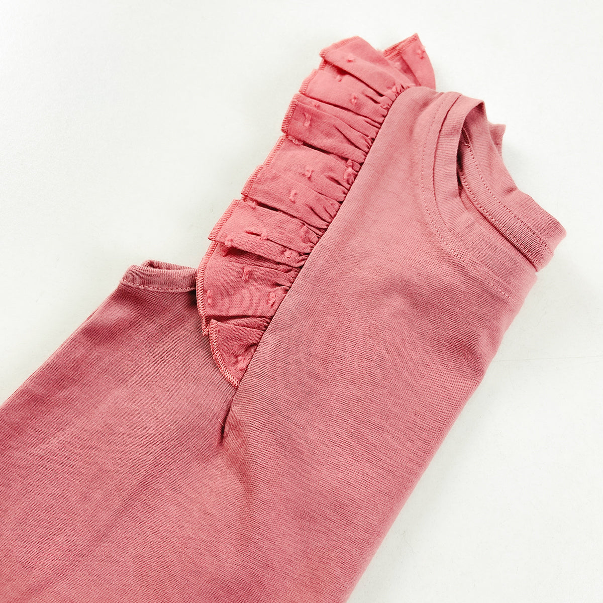 Girls Sleeveless Ruffle Shoulder Cotton Top