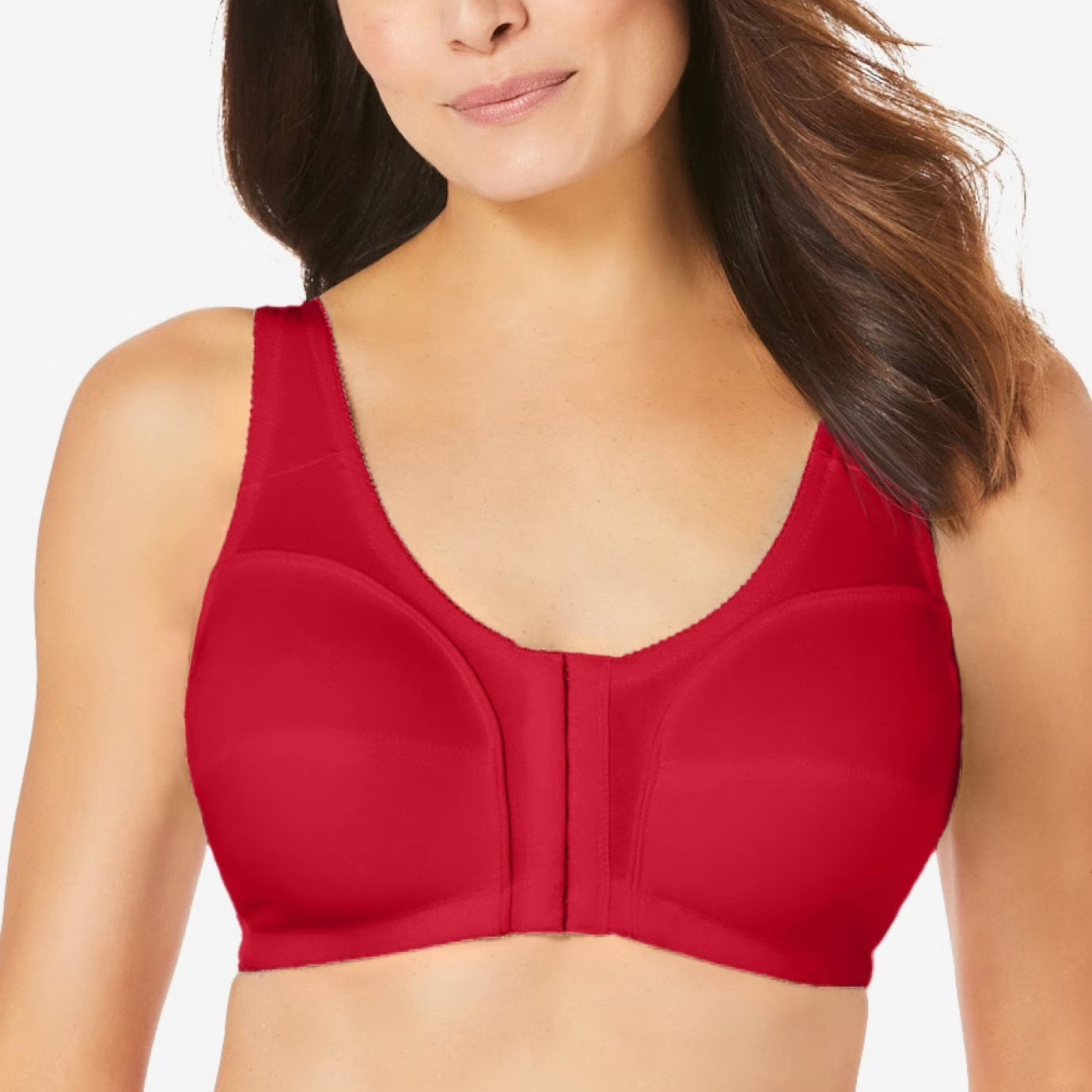 Womens Plus Size Solid Wireless Front Close Adjustable Straps Bra