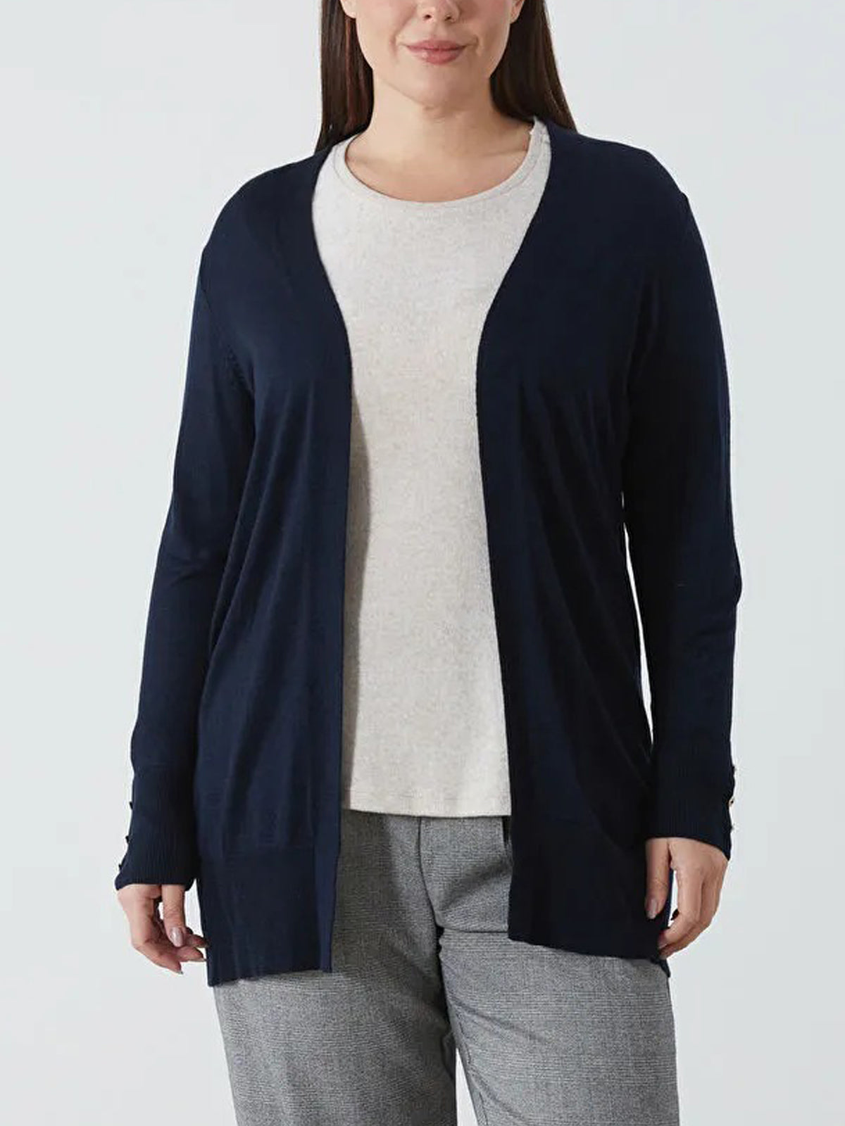 Womens Shawl Collar Tricot Midi Length Cardigan
