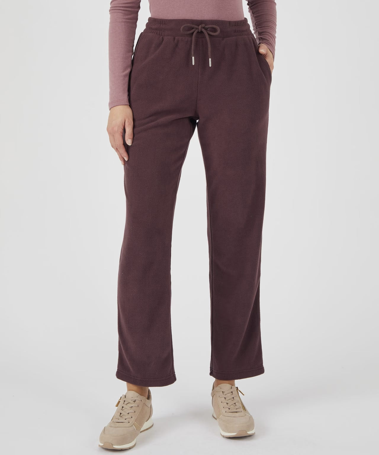 Womens Micro Fleece Straight Leg Pants with Pockets