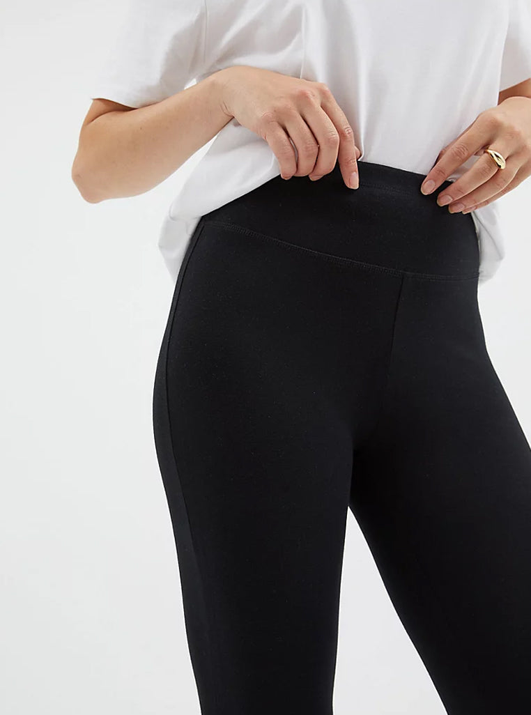Ladies High Waisted Black Cotton Leggings