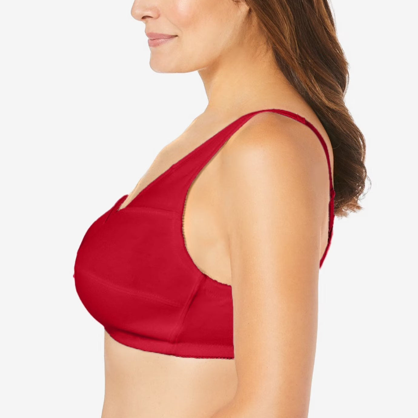Womens Plus Size Solid Wireless Front Close Adjustable Straps Bra