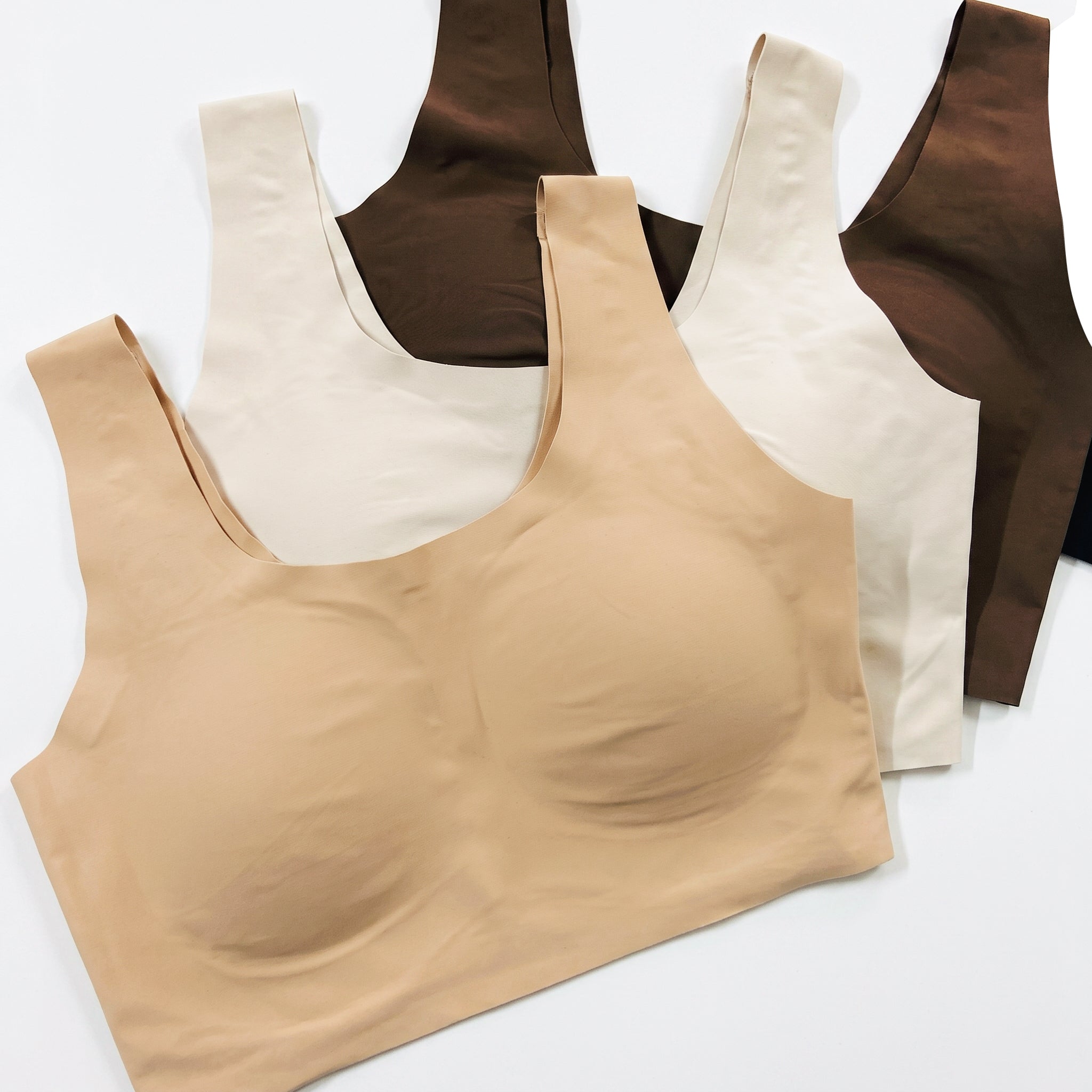 Women's Seamless Padded Wide Straps Microfiber Invisible Bra