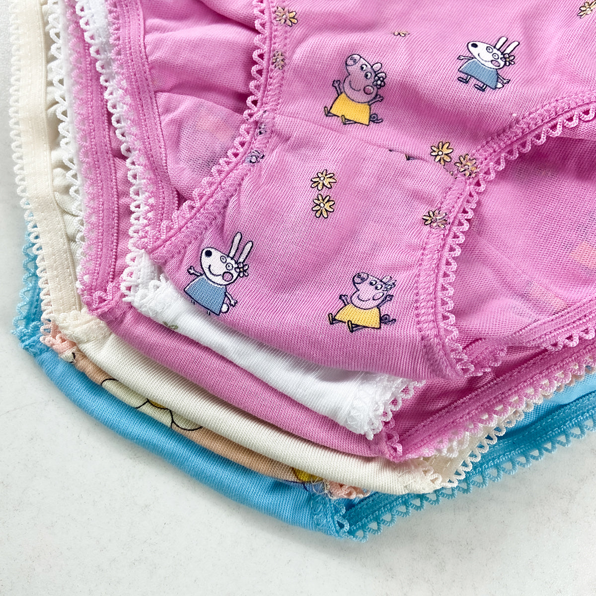 Pack of 5 Teen Girls Soft Jersey Cotton Printed Briefs Panties