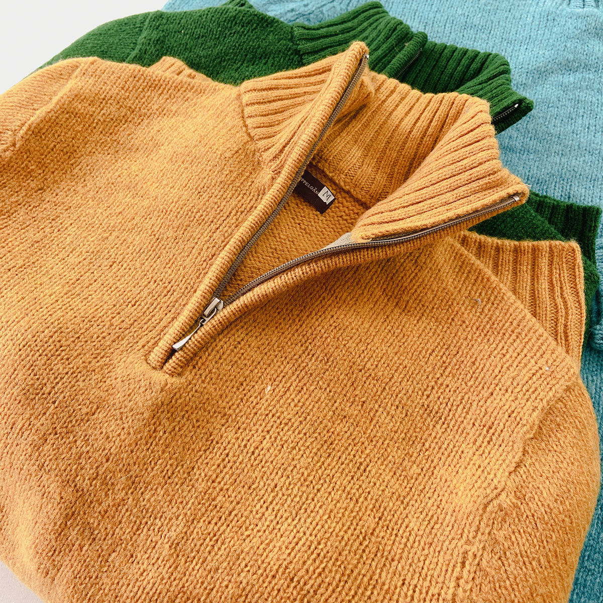 Mens Wool Half-Zip Turtleneck Pullover Sweater