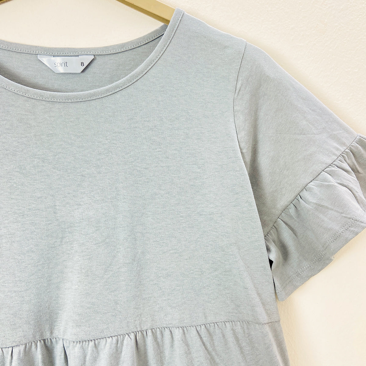 Womens Cotton Ruffle Sleeves Tiered Solid Summer Gown