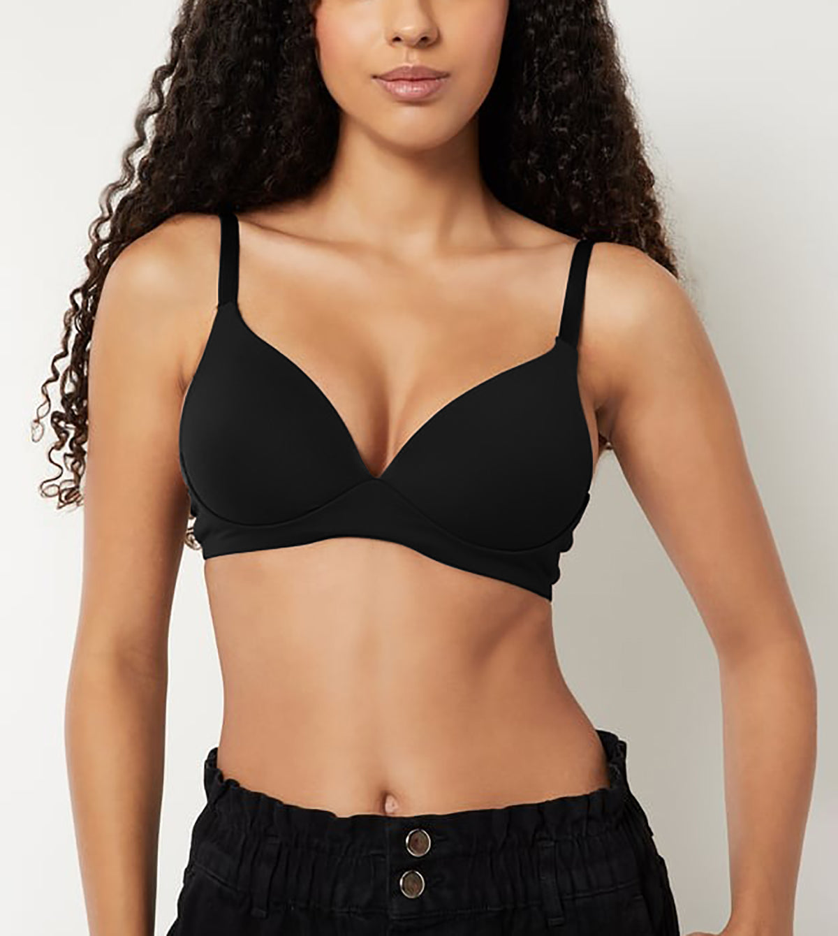 Womens Solid Color Padded Non-Wire Soft Cups & Adjustable Straps Bra
