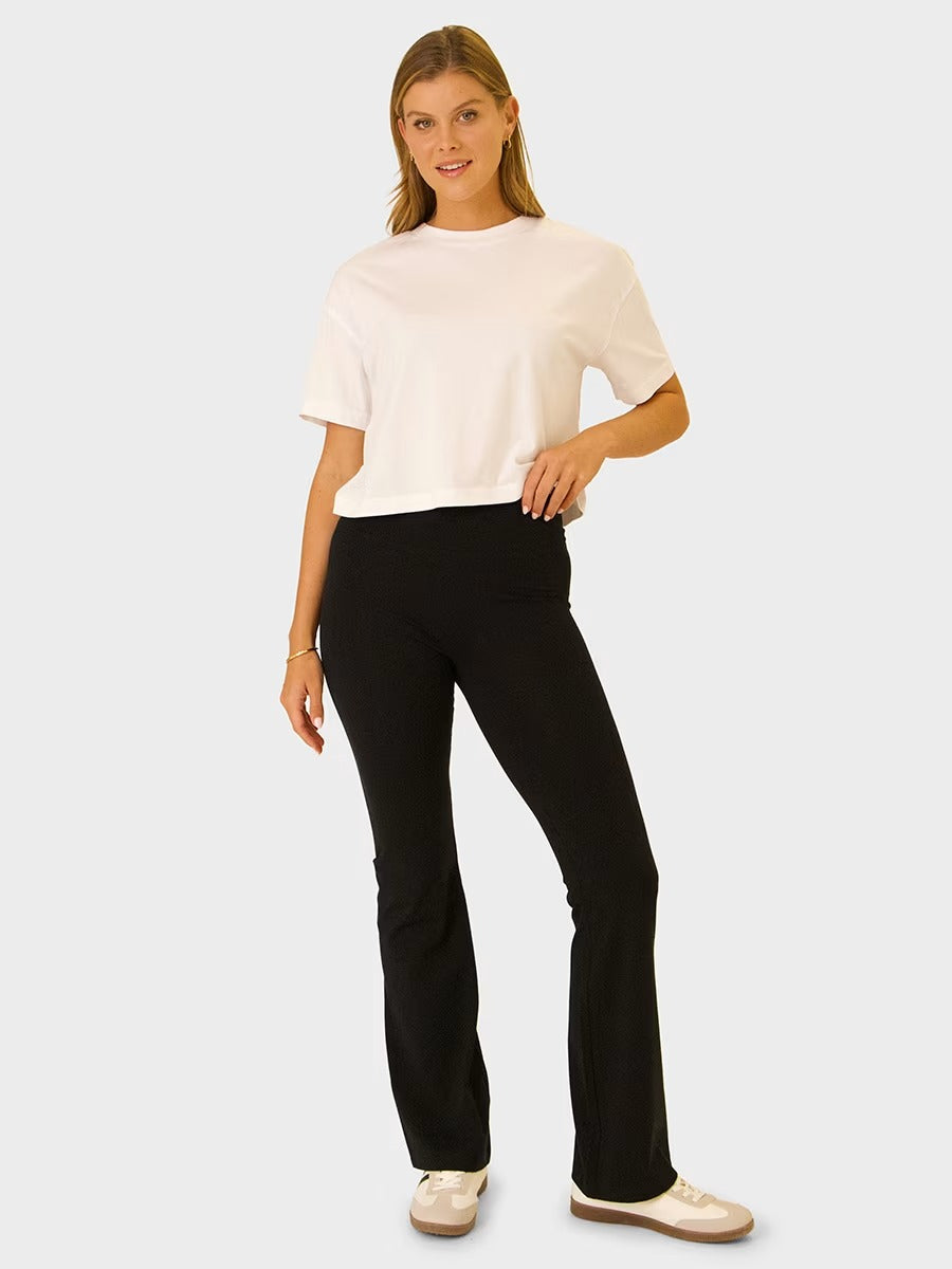 Womens High Rise Elastane Flare Pant