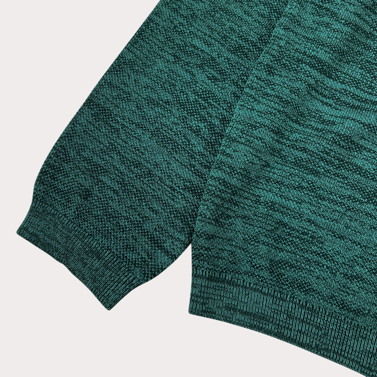 Mens Emerald Green Melange Knit Pullover Sweater