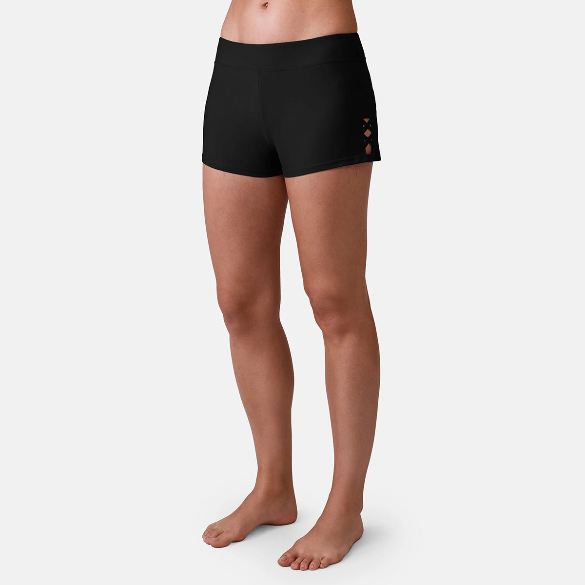 Women's Laser-Cut Quick-Dry Swim Boyshorts with Inner Brief