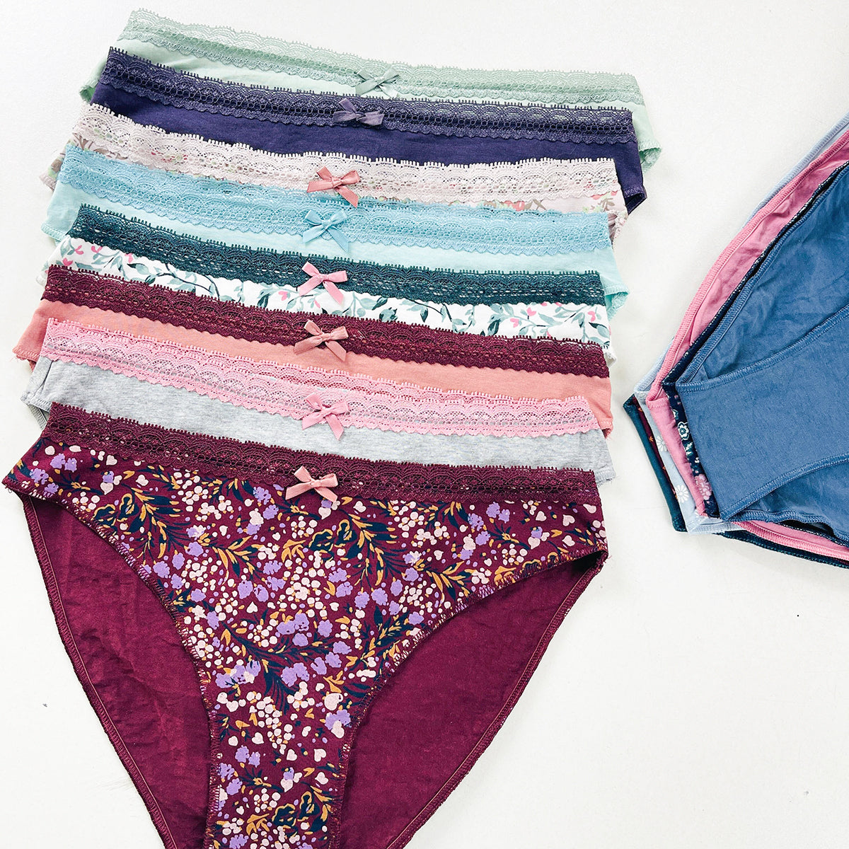 Pack of 5 Womens Soft Cotton Lace Trim Bikini Comfort Underwear Panty