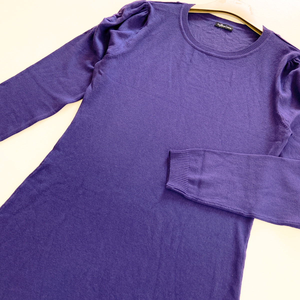 Womens Round Neck Ruffle Shoulder Knit Sweater Dress