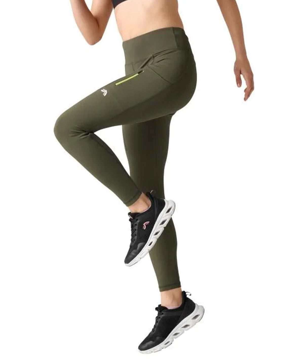 Womens High Waist Running Tights with Zippered Pockets