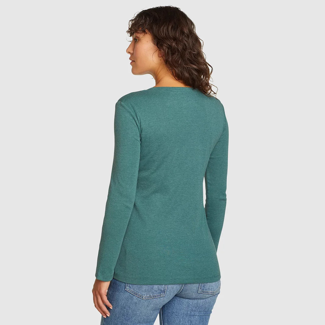 Womens Long Sleeve Pullover Round-Neck T-Shirt