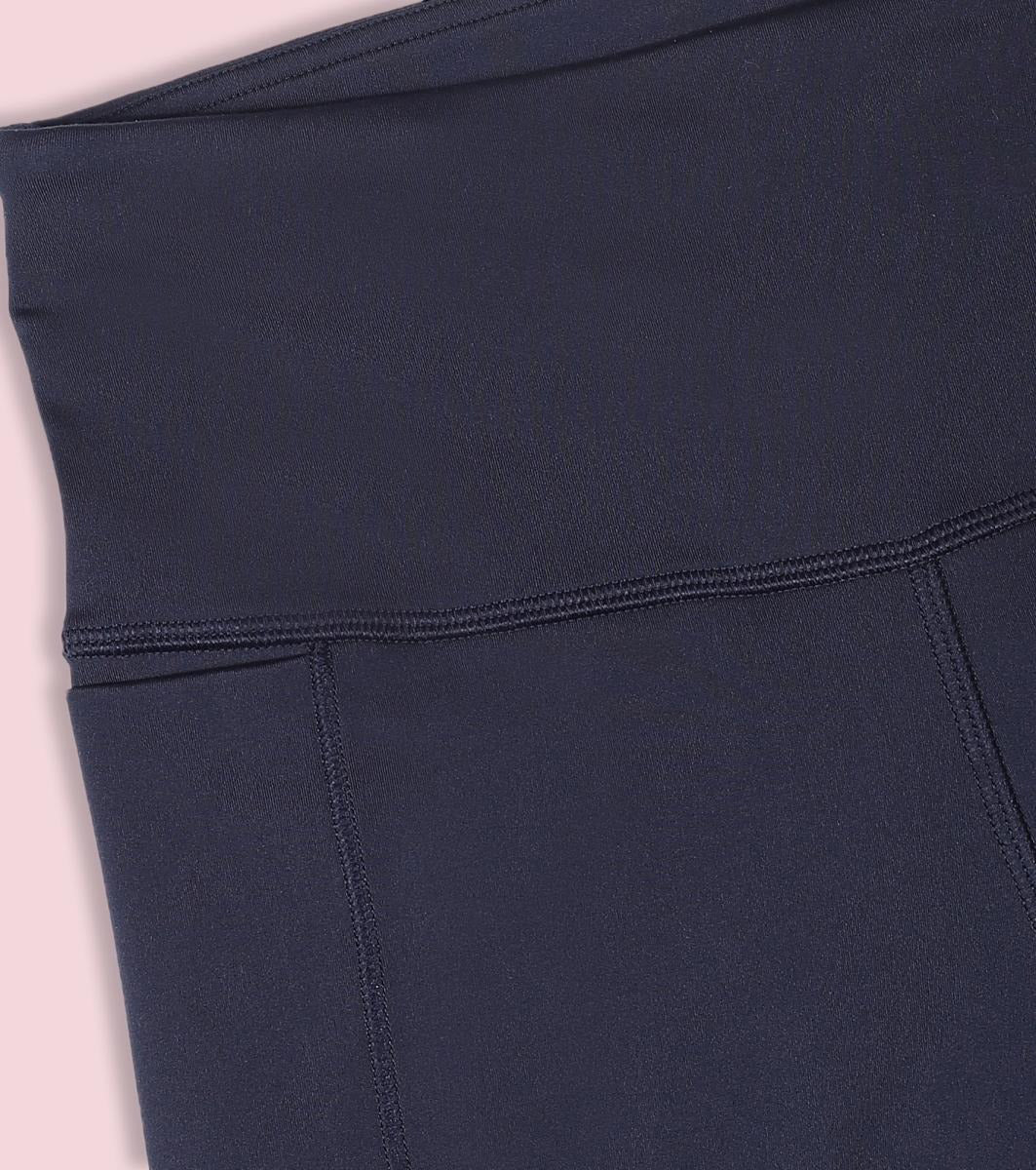 Womens High-Waist Knee-Length Cycling Shorts with Side Pockets