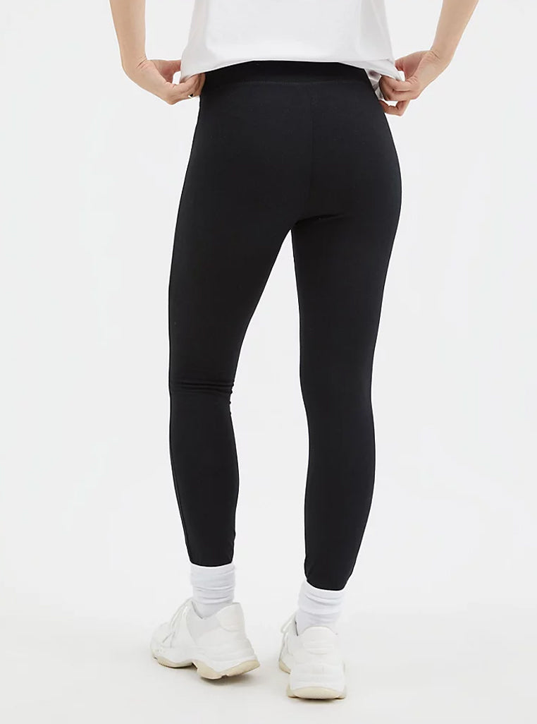 Ladies High Waisted Black Cotton Leggings