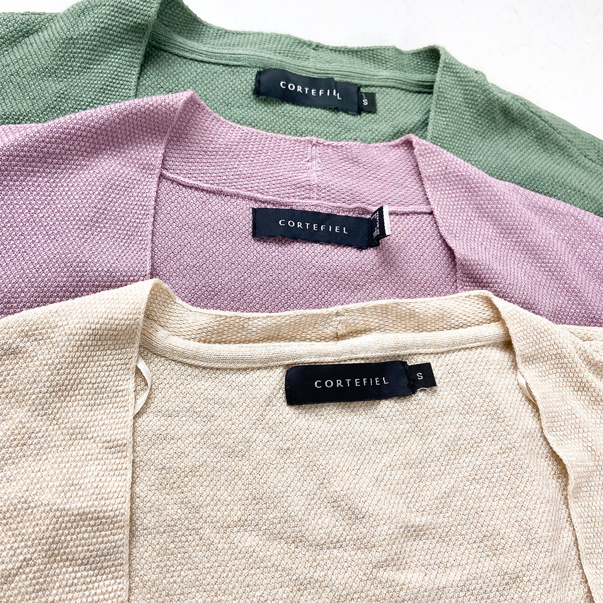 Womens Short Sleeve Textured Knit Open-Front Cardigan