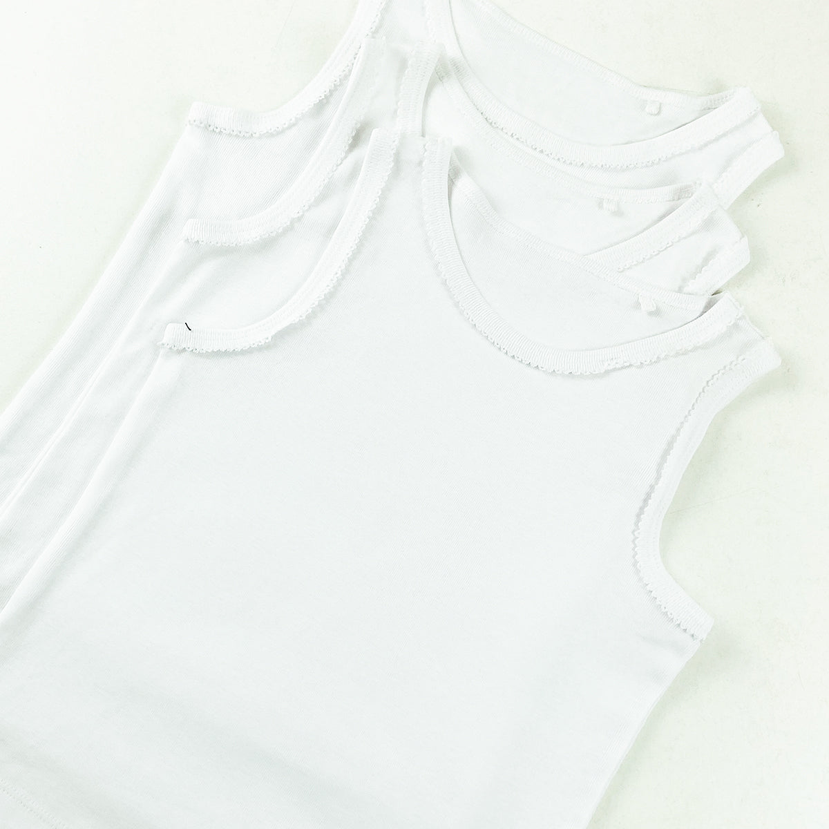 Pack of 3 Toddlers and Teen Girls Soft Cotton White Tank Top
