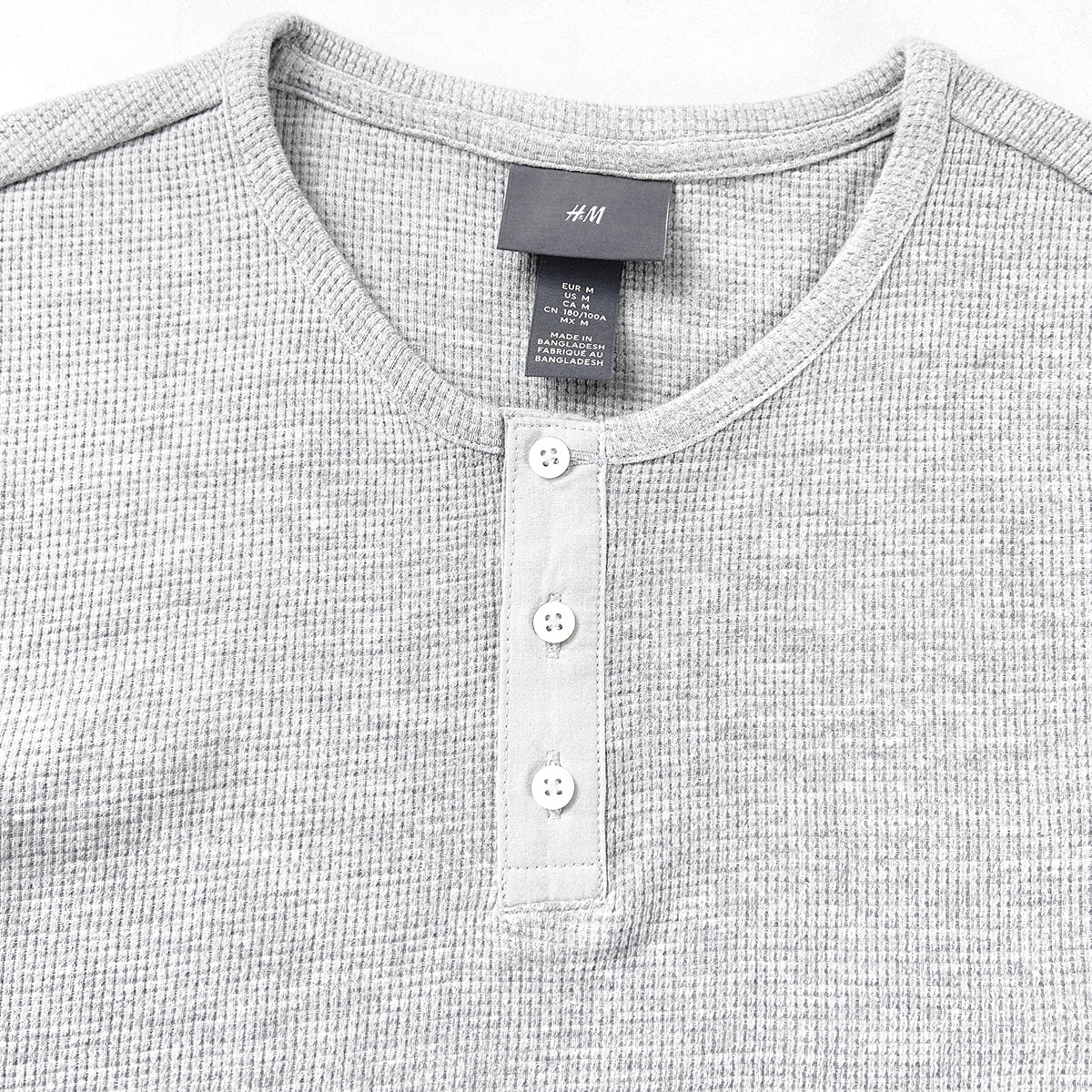 Men’s Waffle Knit Long Sleeve Henley T-shirt