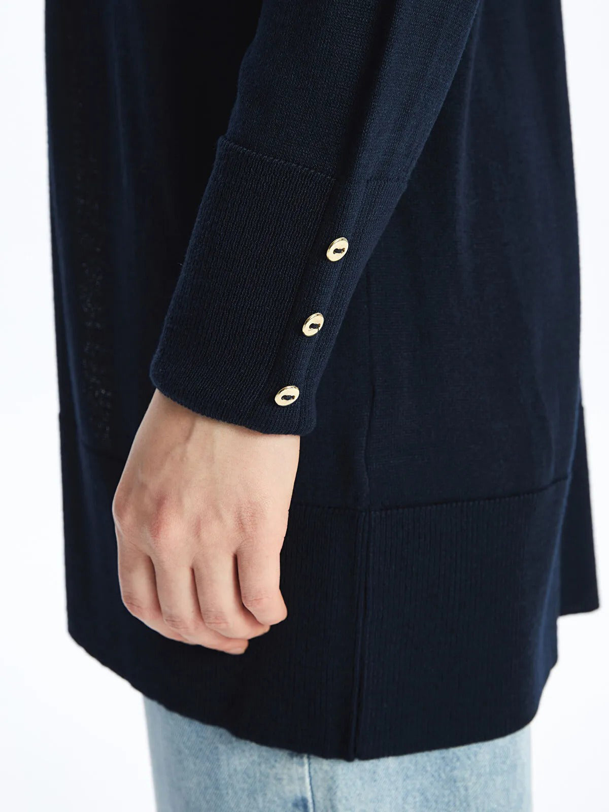 Womens Shawl Collar Tricot Midi Length Cardigan