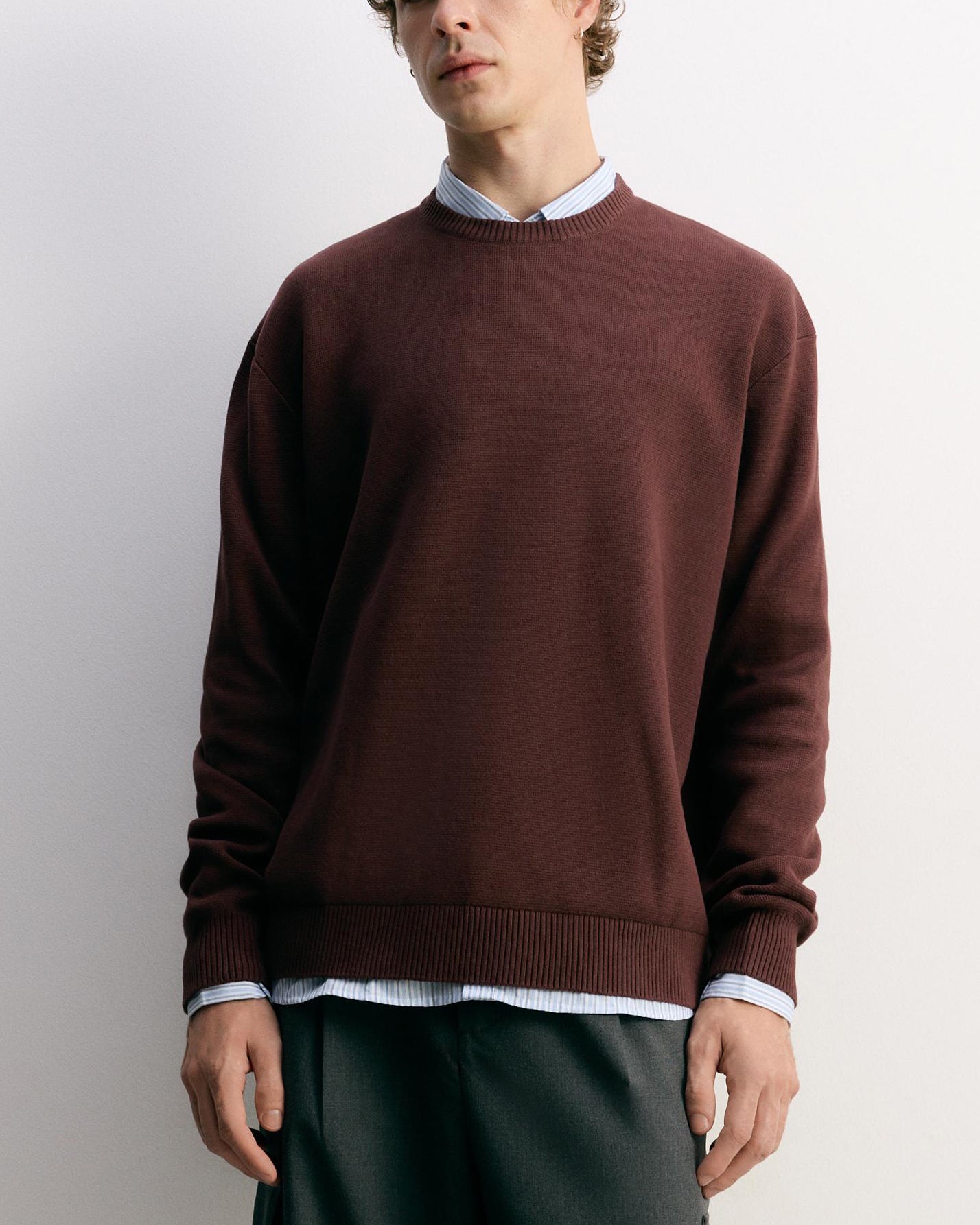 Mens Basic Knit Crew Neck Long Sleeve Pullover Sweater