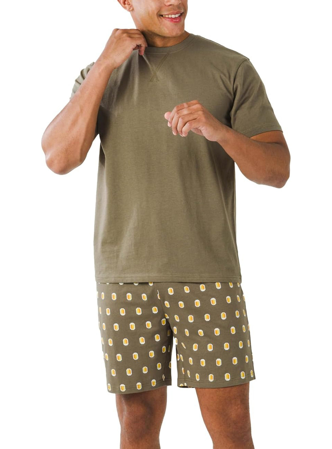 Mens Summer Soft Lightweight Printe Sleepwear Pajama Shorts