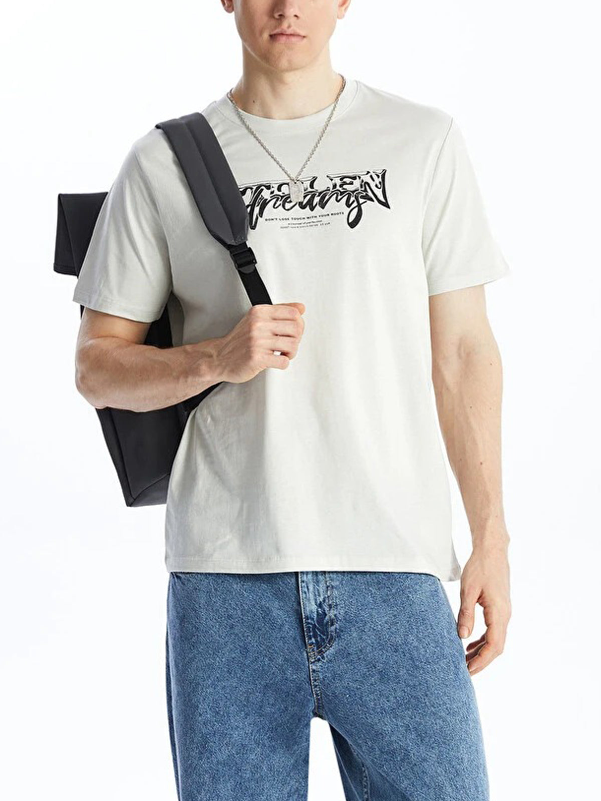 Mens Printed Crew Neck Cotton Jersey Casual T-Shirt