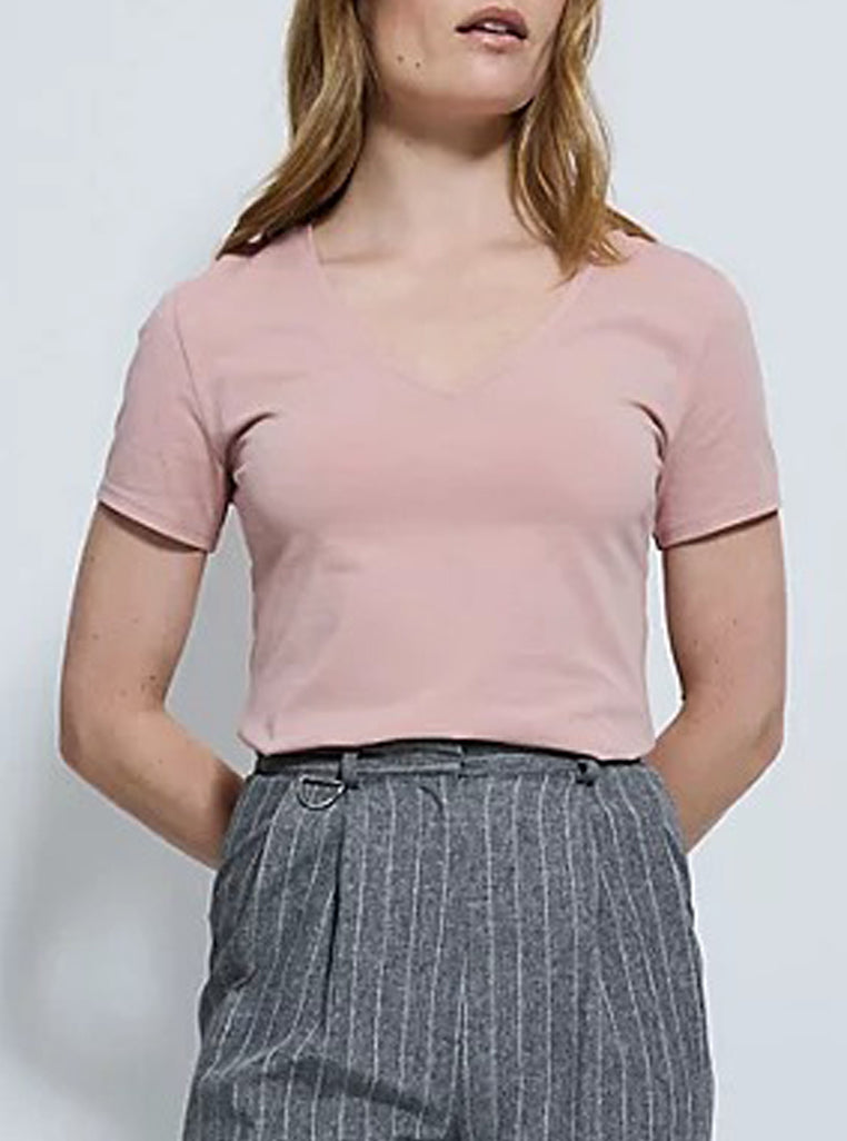 Womens V-Neck Short Sleeve Cotton Jersey T-Shirt