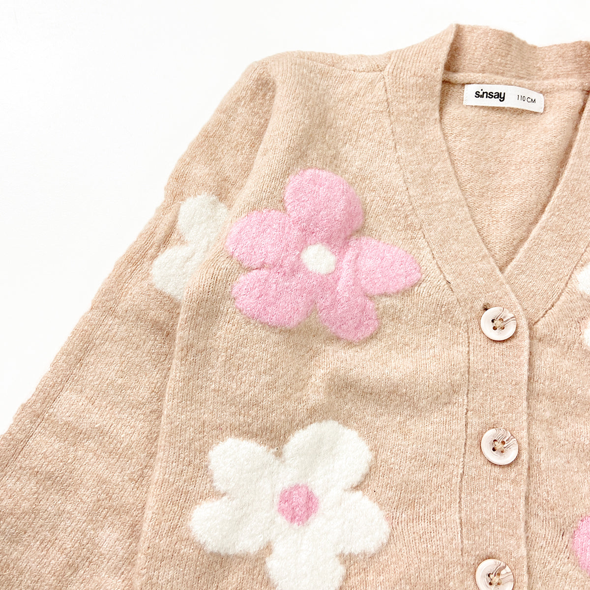 Girls Premium Floral Knit Button-Down Cardigan Sweater