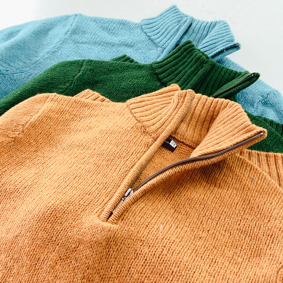 Mens Wool Half-Zip Turtleneck Pullover Sweater