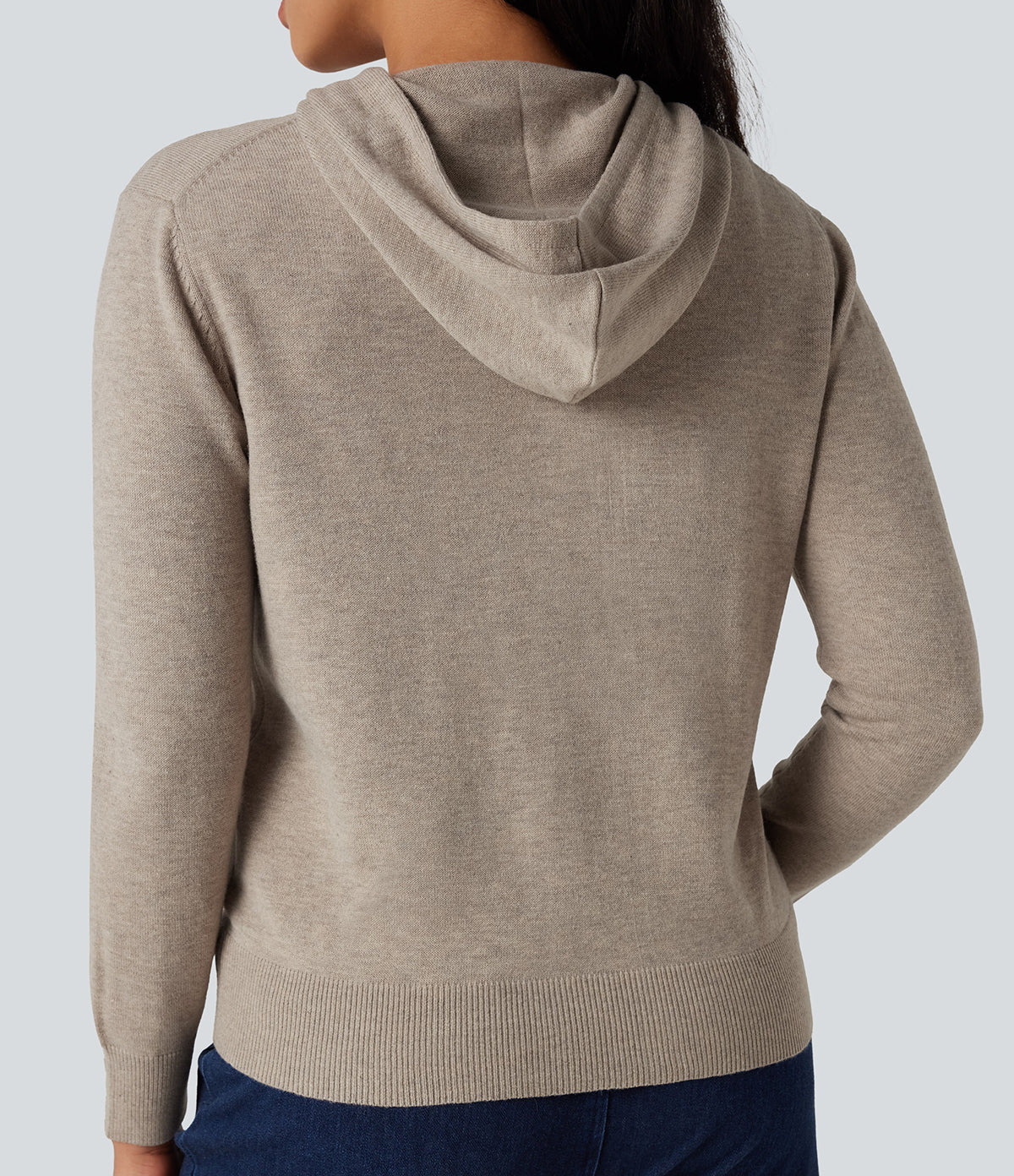 Womens Soft Knit Zip-Up Full Sleeve Sweater Hoodie with Pockets