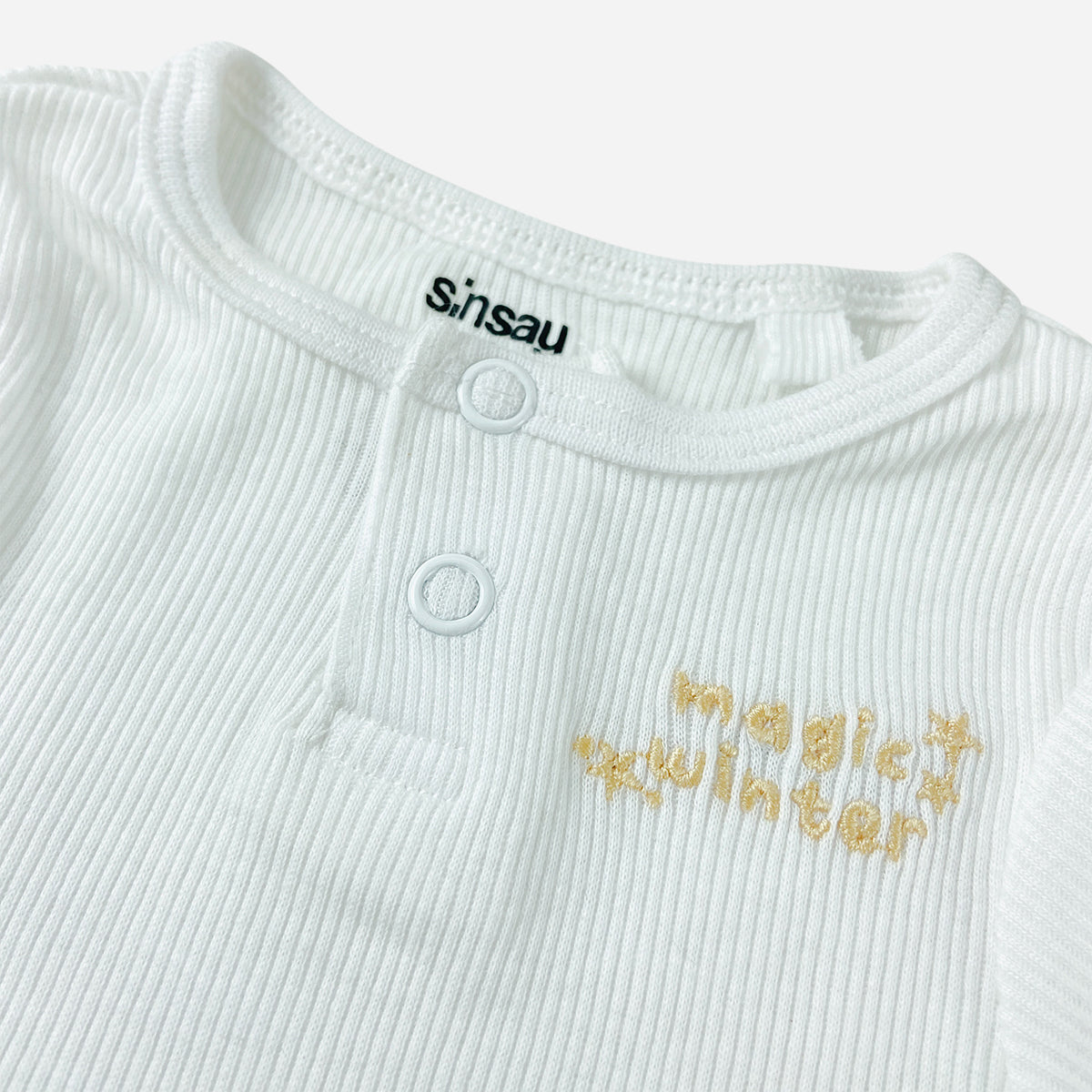 Baby Ribbed Cotton Long Sleeve Henley Bodysuit