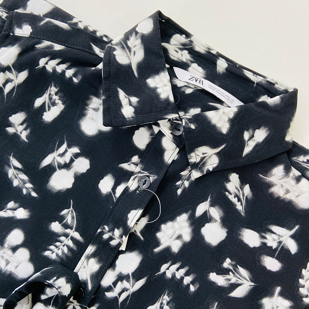 Womens Full Sleeve Floral Midi Length Shirt Dress