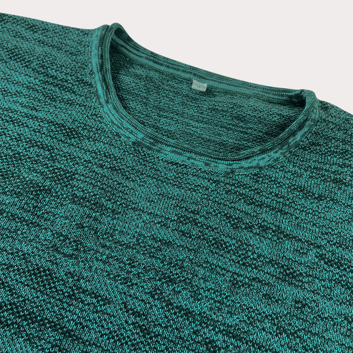 Mens Emerald Green Melange Knit Pullover Sweater