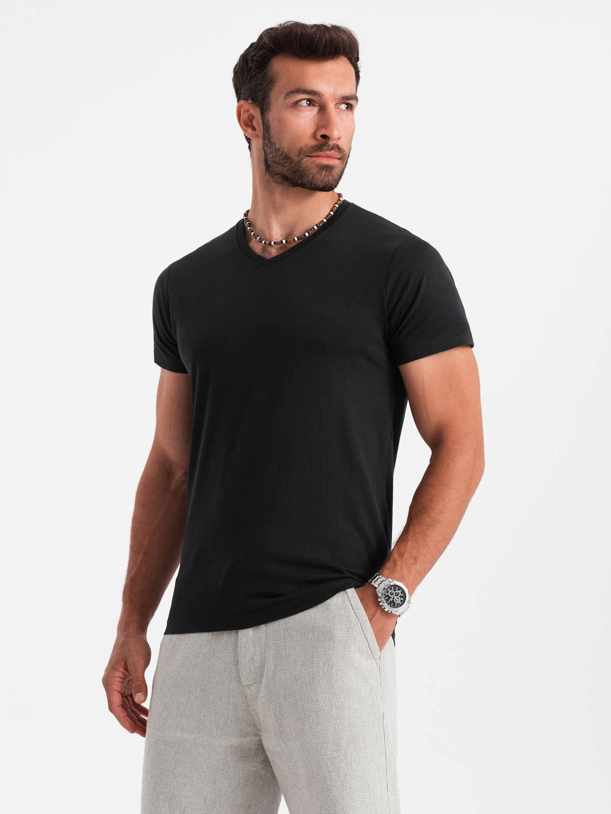 Men's Short Sleeve V-Neck Cotton T-Shirt