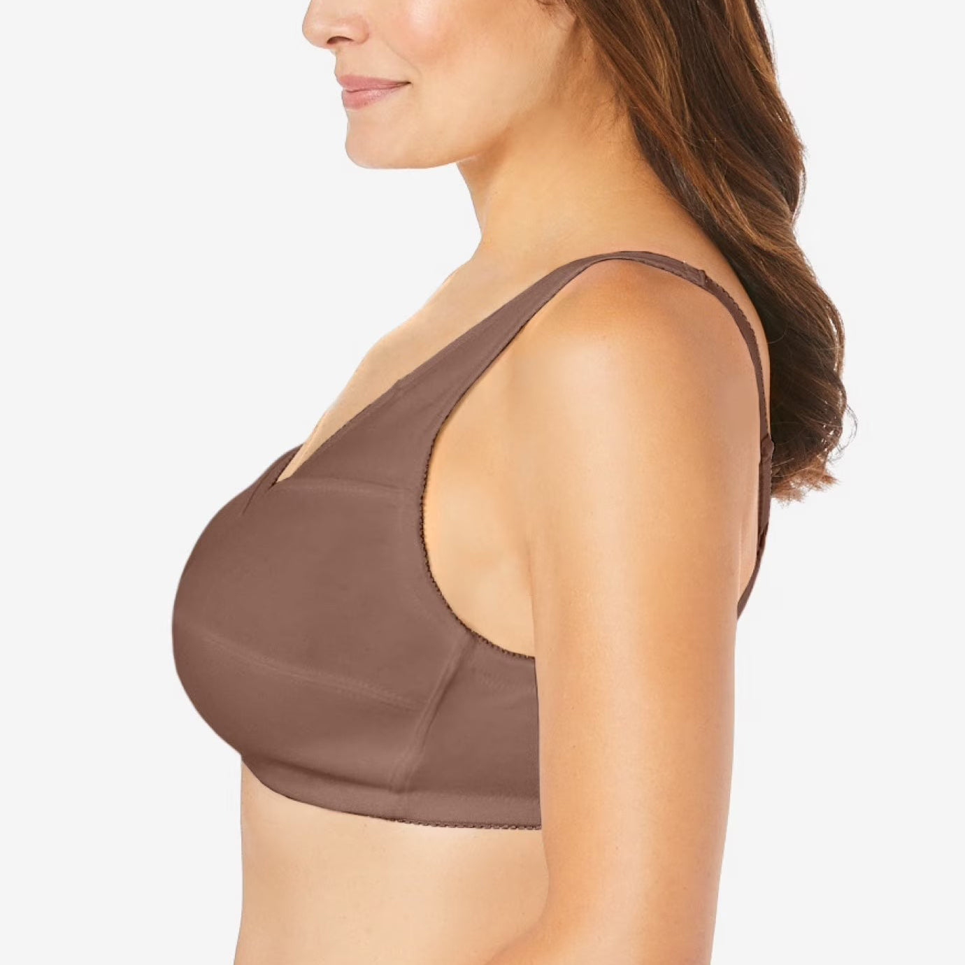Womens Plus Size Solid Wireless Front Close Adjustable Straps Bra