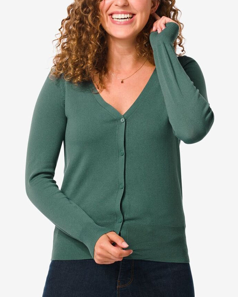 Womens Classic V-Neck Button-Down Long Sleeve Cardigan Sweater