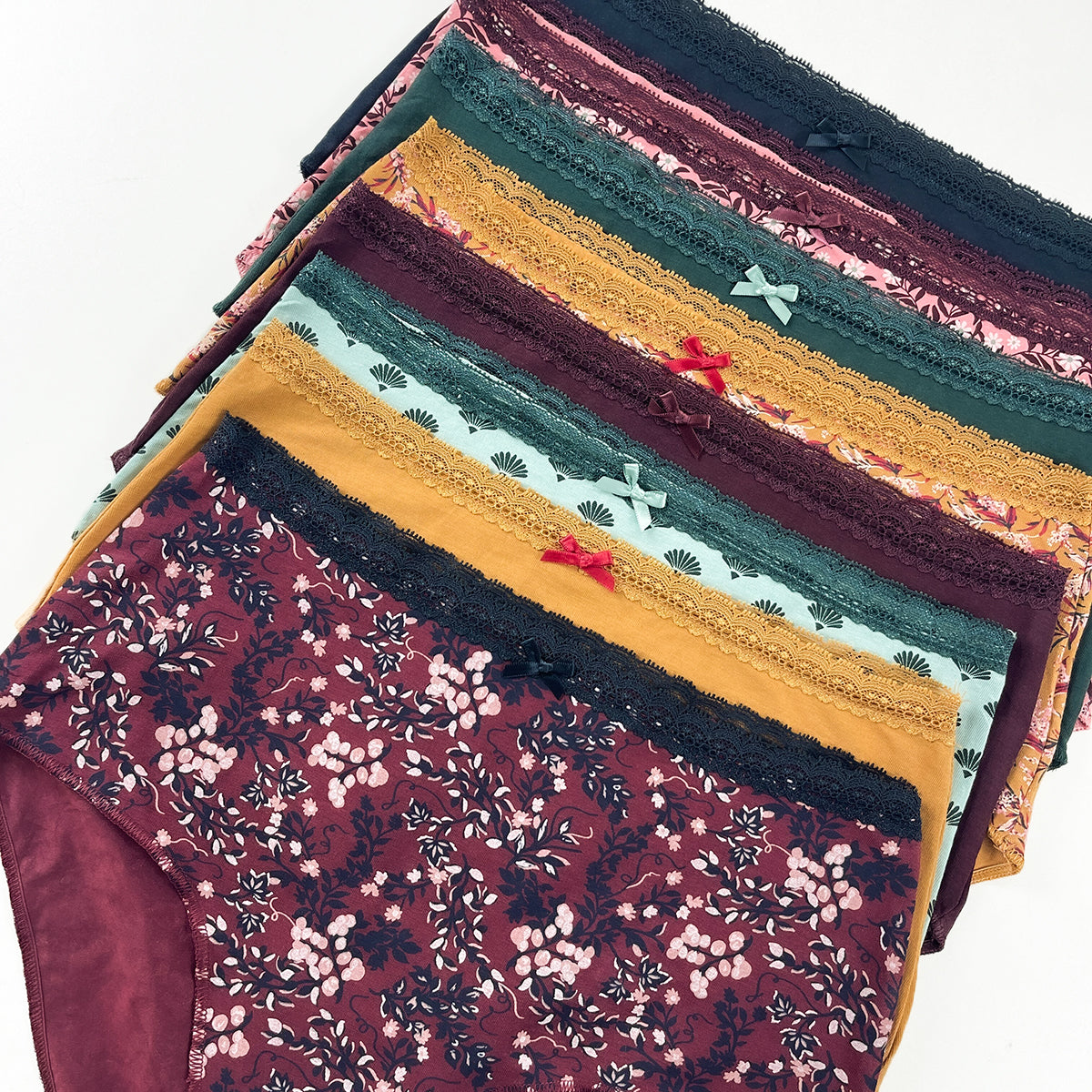 Pack of 4 Womens Cotton Hipster Soft Printed & Solid Lace Panty