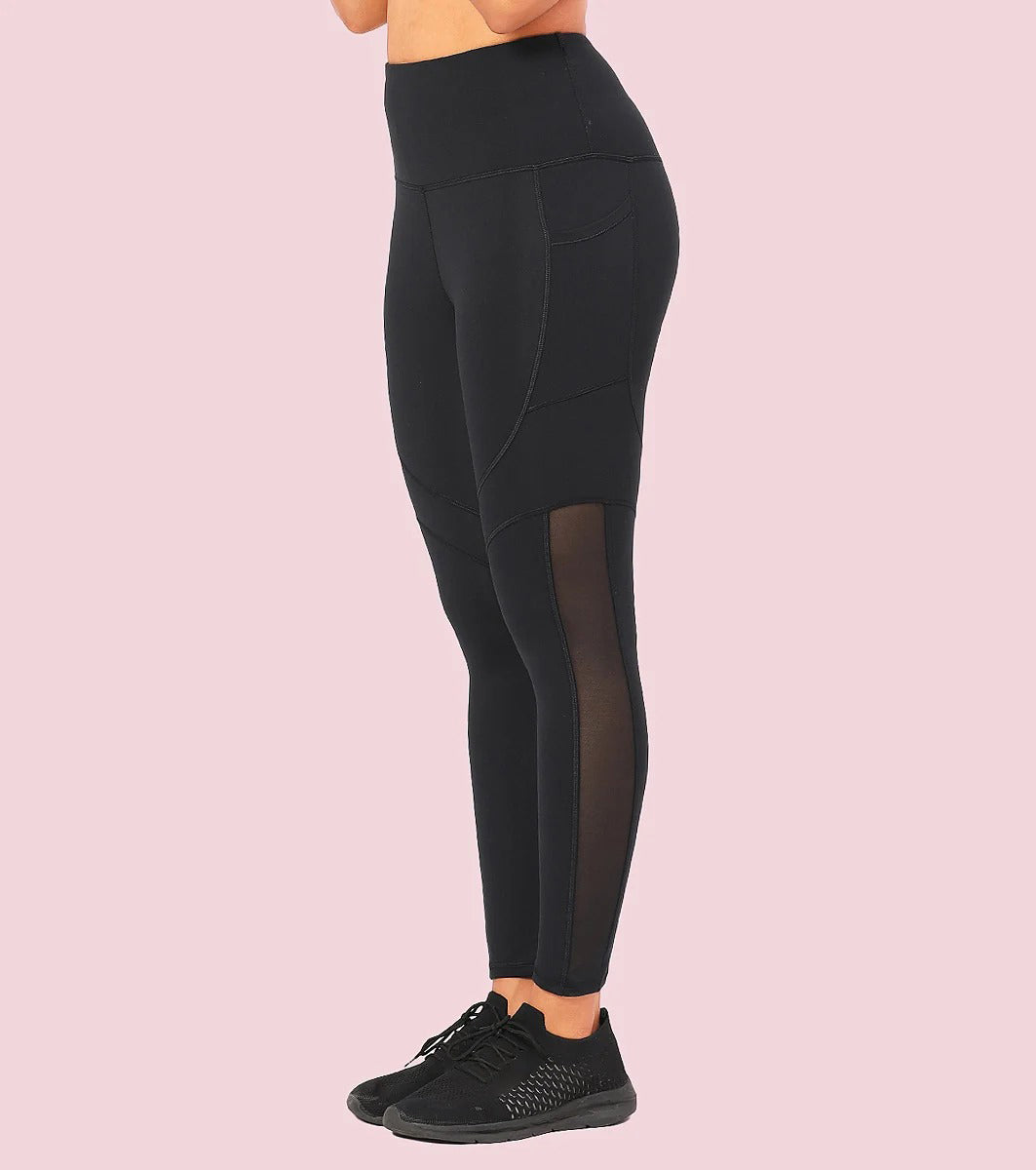 Women’s High Waist Dry Fit Workout Mesh Panels Leggings with Pockets