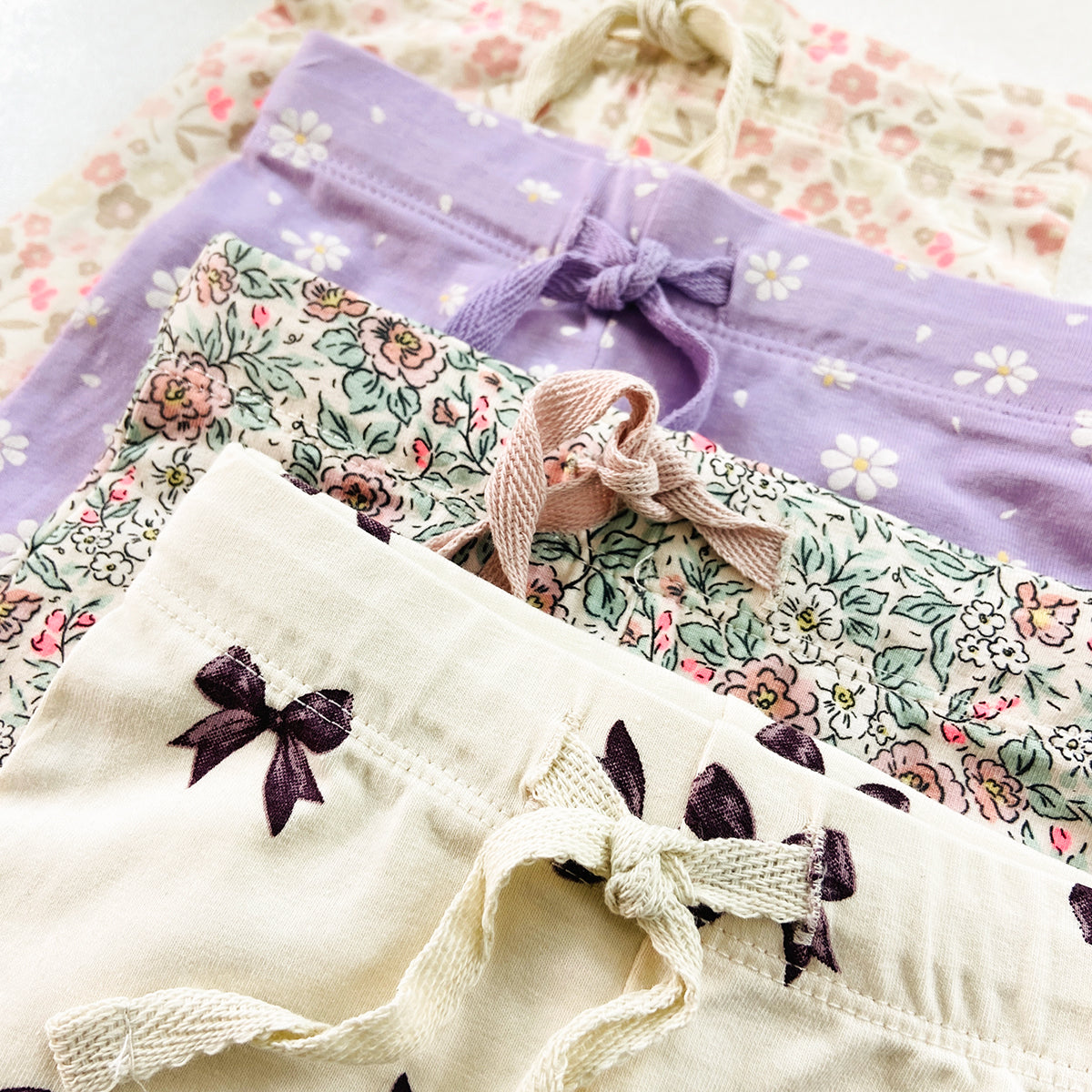 Baby Girls Soft Stretch Cotton Print Bike Shorts With Drawstring