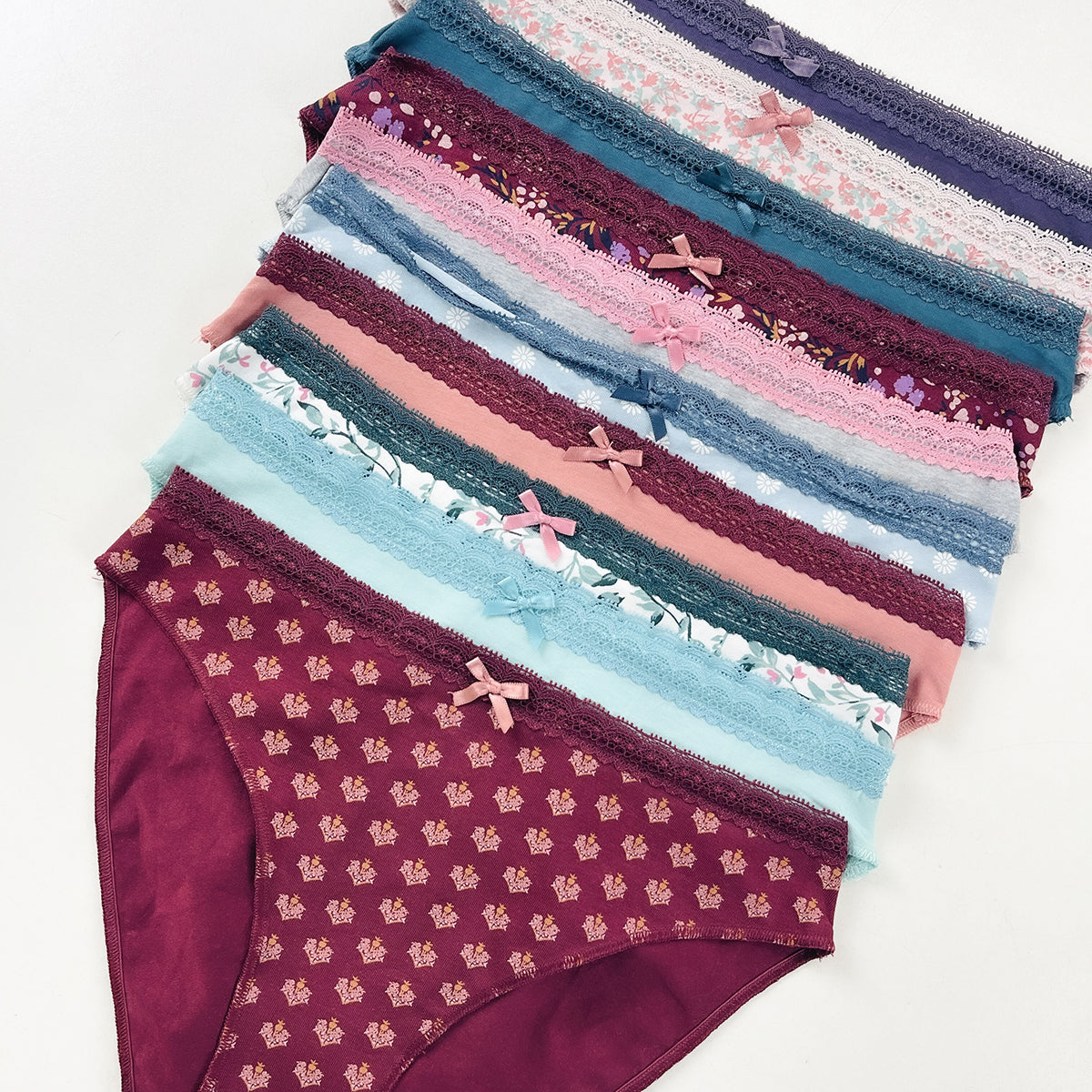 Pack of 5 Womens Soft Cotton Lace Trim Bikini Comfort Underwear Panty