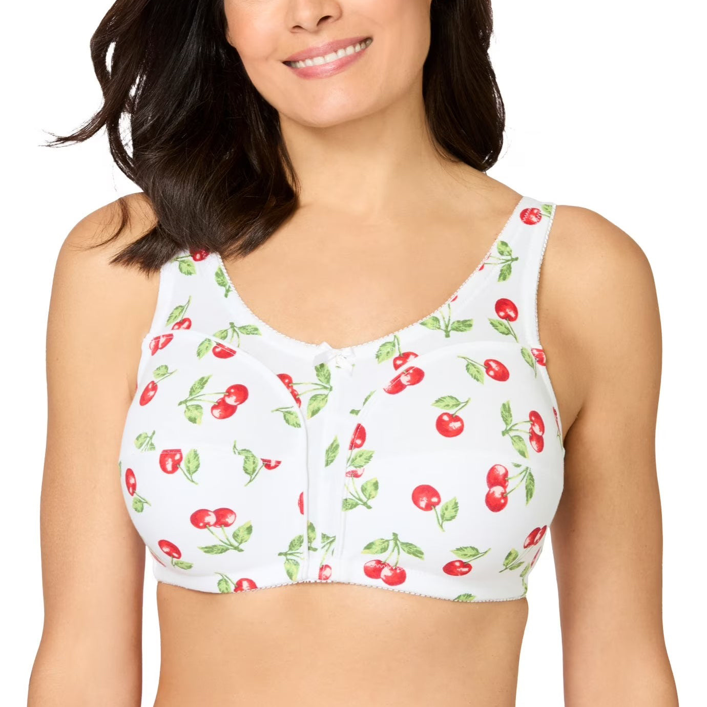 Womens Plus Size Printed Wireless Back Close Adjustable Straps Bra